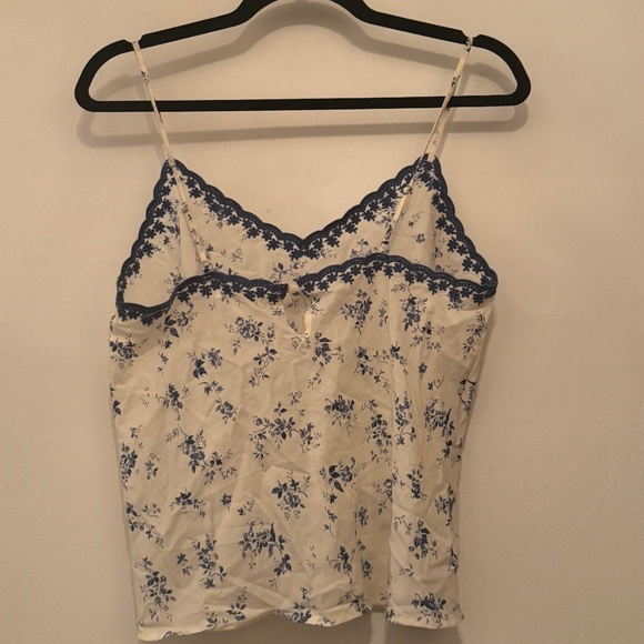 Reformation Shayna Top Blue Ivory Floral Camisole Casual - Picture 6 of 6